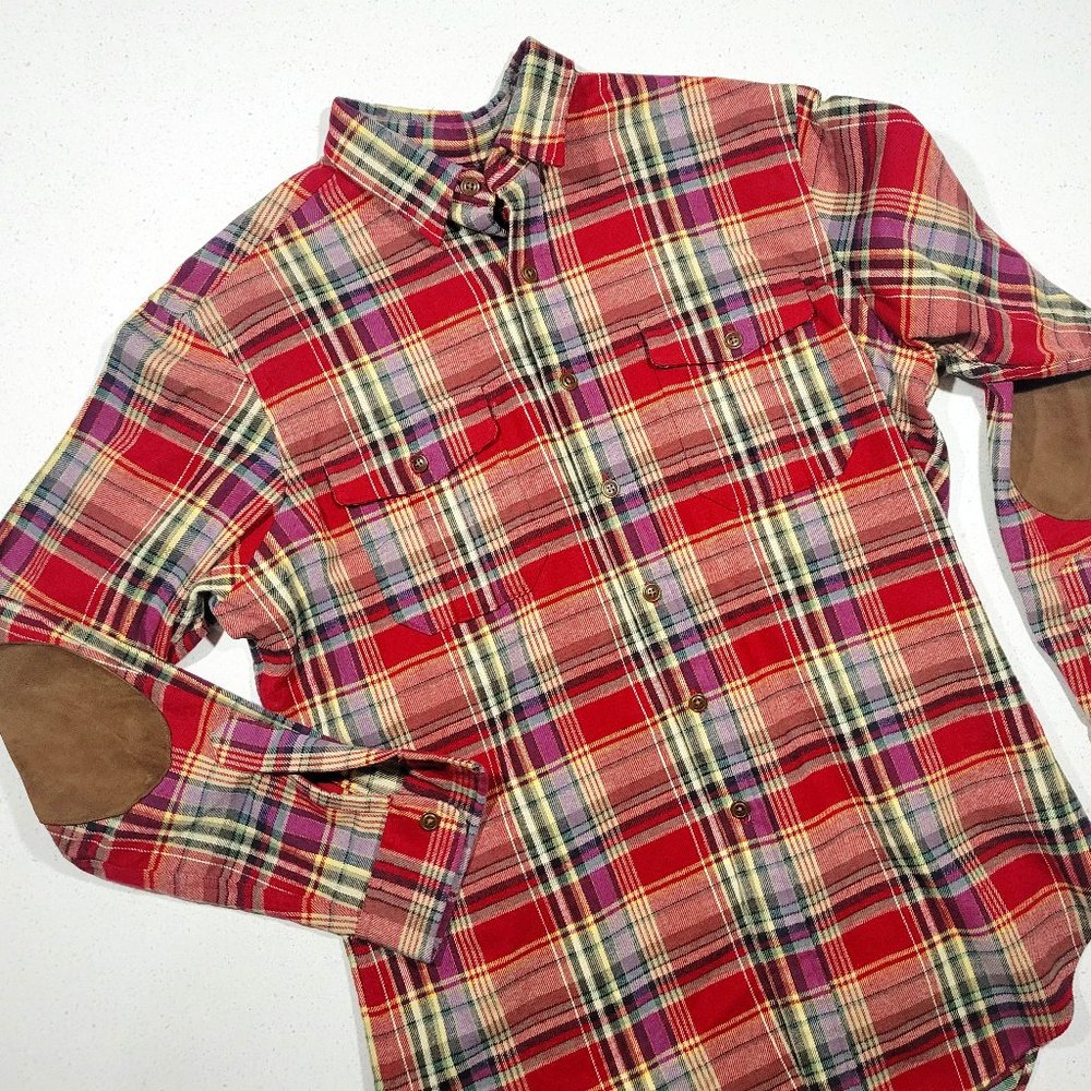 Red Plaid Button Down Flannel Men's Shirt
